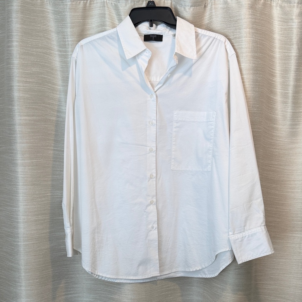 Tahari Women's White Casual Button Down Shirt